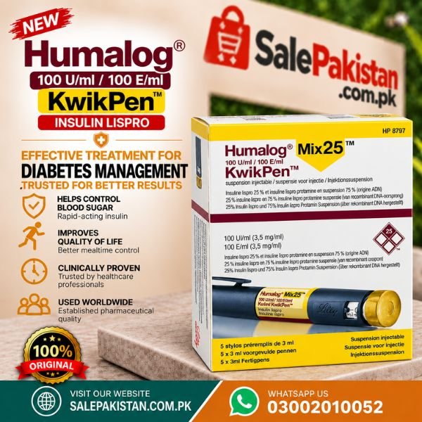Humalog Mix 25 Kwikpen 100IU injection kwikpen 5 Pre Filled Kwikpen x 3 ml In Pakistan thumbnail 2