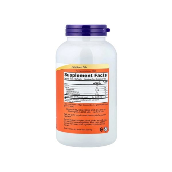 NOW Foods Pumpkin Seed Oil 1000mg 200 Softgels in Pakistan thumbnail 2