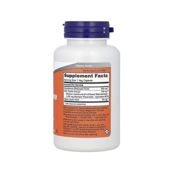 NOW Foods Glutathione 500mg With Milk Thistle &amp; Alpha Lipoic Acid 60 Veg Capsules in Pakistan thumbnail 2