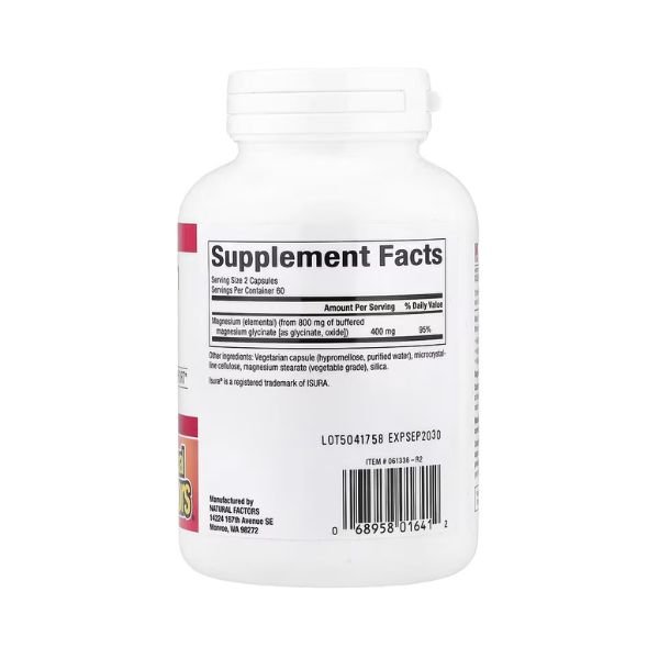 Natural Factors Magnesium Glycinate 200mg, 120 Vegetarian Capsules in Pakistan thumbnail 2